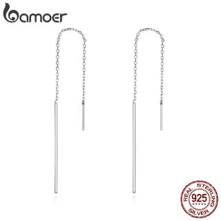Bamoer 925 Sterling Silver Linha Simples Brincos Para As Mulheres Authentic Jóias De Prata Presente SCE490