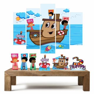 3 Palavrinhas kit com 1 quadro mosaico + 6 totens de mesa em mdf decoração para festa Kit Enfeites em Oferta na Shopee