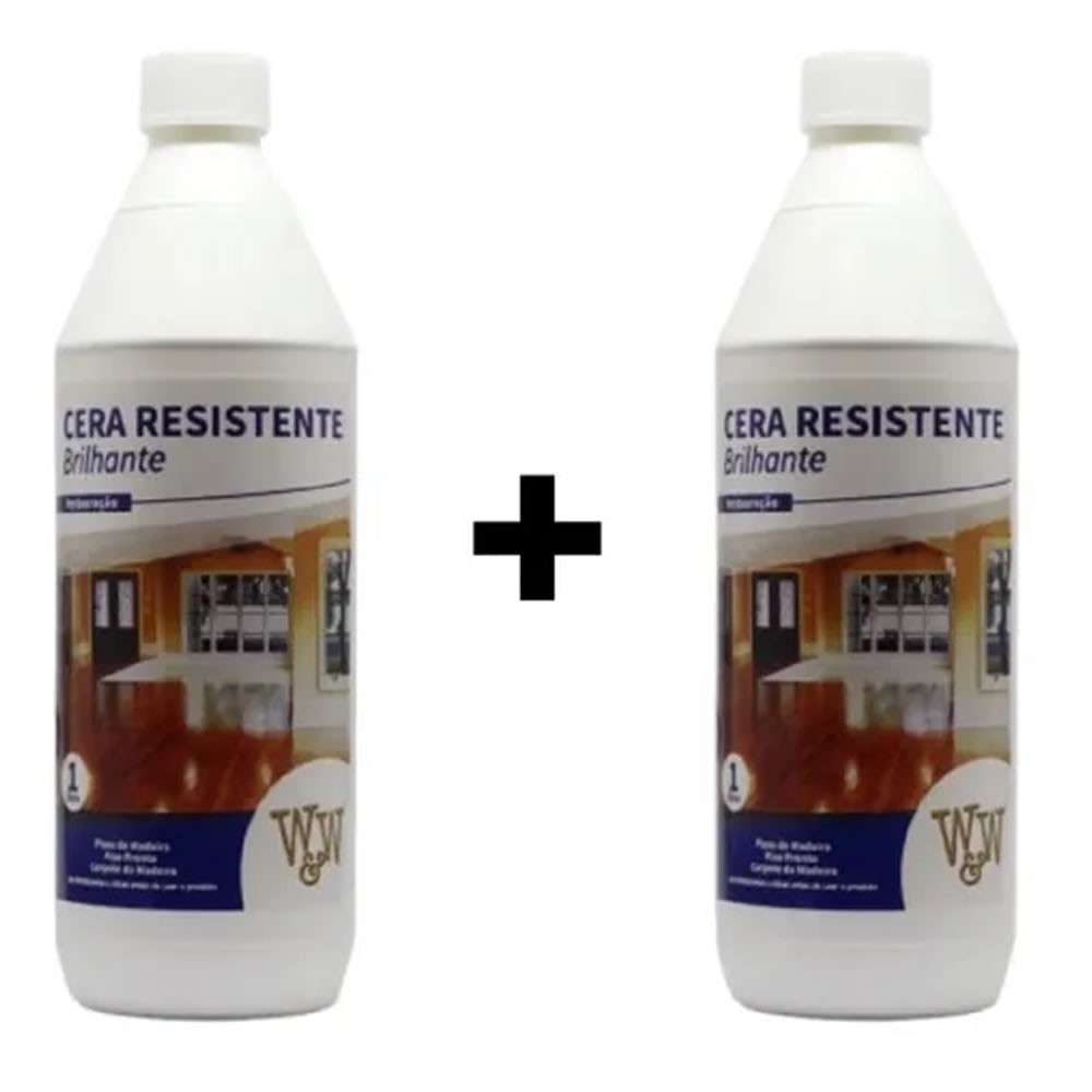 Kit 2 Ceras Para Piso Madeira Resistente Brilhante W&W 1L Restauração Piso de Madeira Carpete Taco