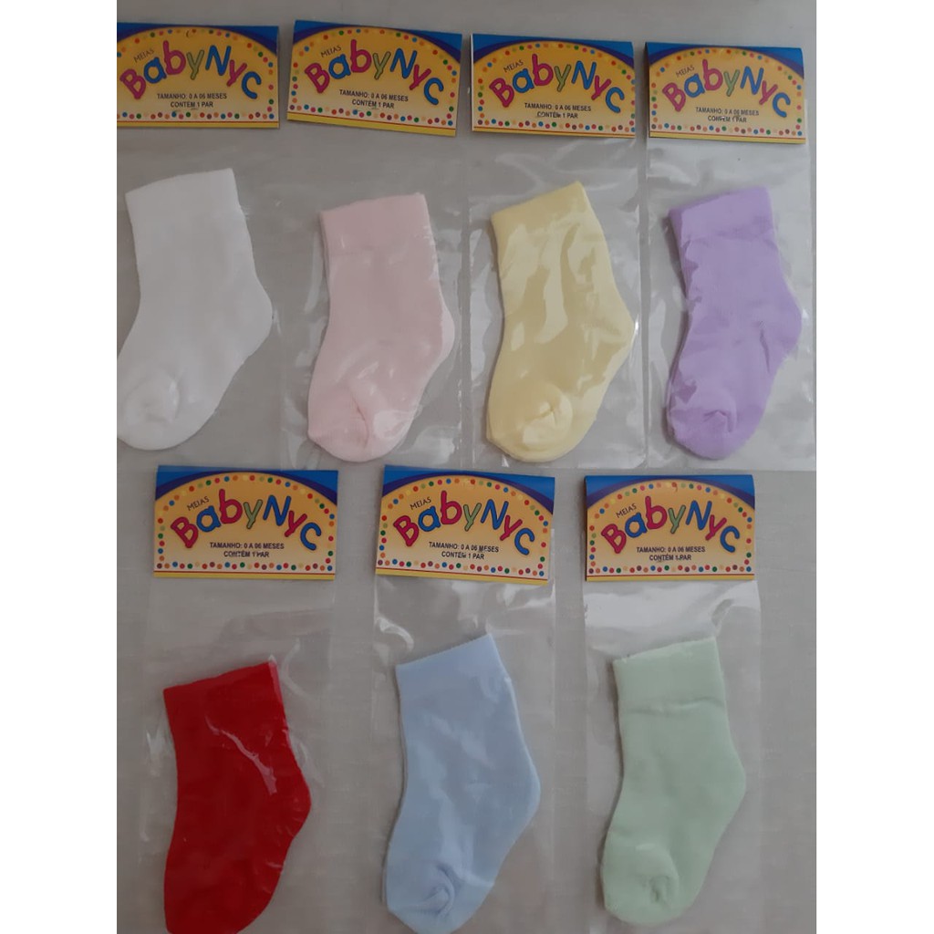 Meias para Bebês - Diversas Cores Tamanho único (0 a 6 meses) 100% Poliamida
