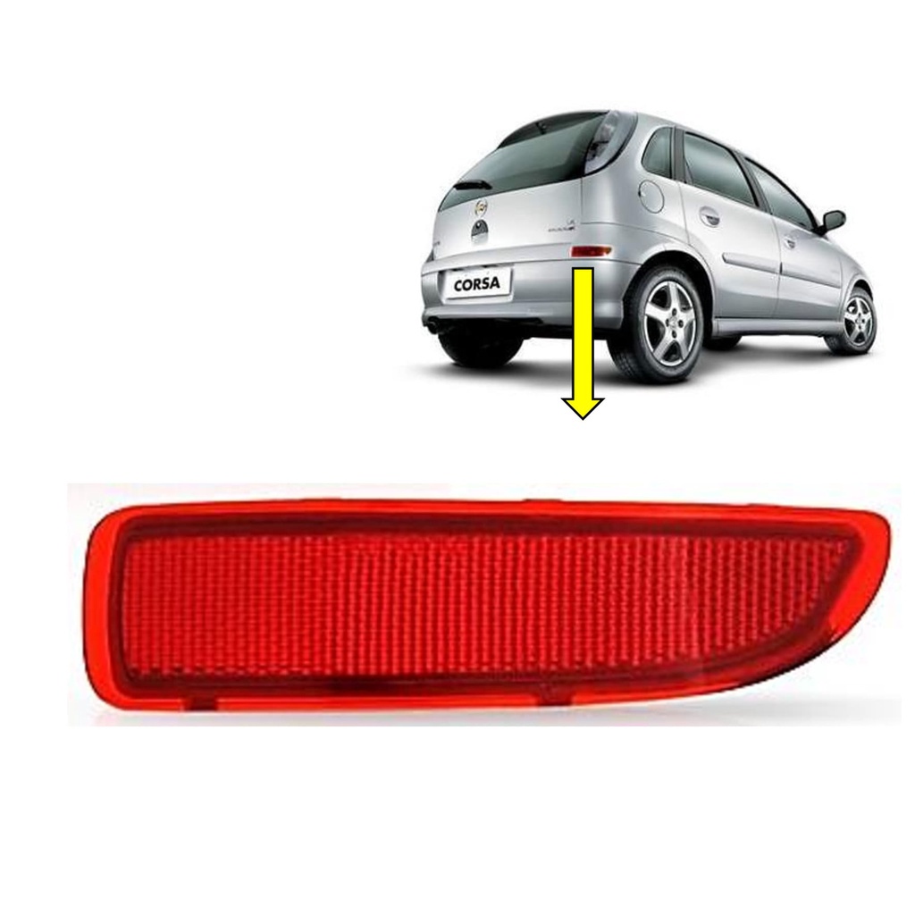 Refletor Para-choque Traseiro Chevrolet Corsa Hatch 2003 à 2014 Rubi Lado Direito do Passageiro