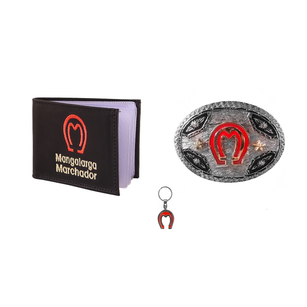 Kit Carteira Mangalarga + Fivela Cowboy + Chaveiro