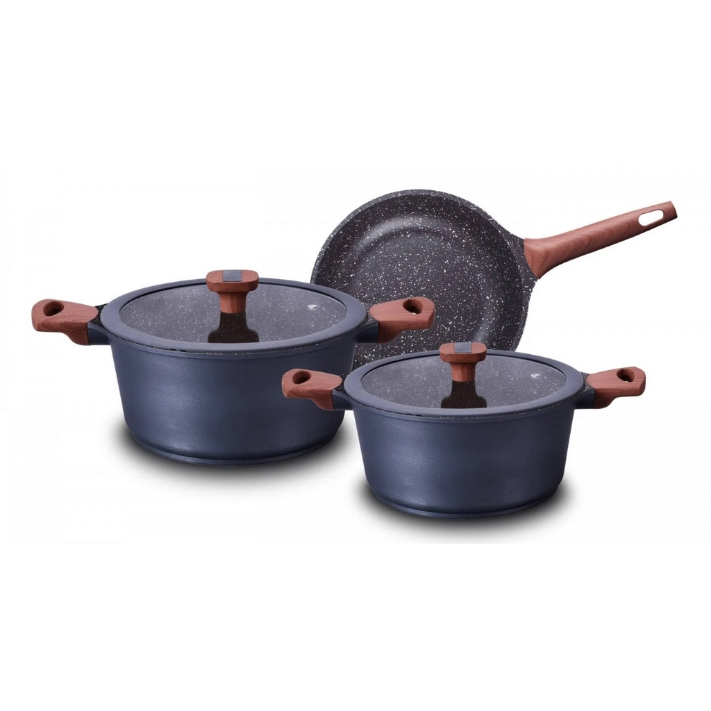 Jogo de Panelas Antiaderente Ceramica Aluminio Injetado Cooktop Fogão Indução Kit 3 Peças Titanio MTA