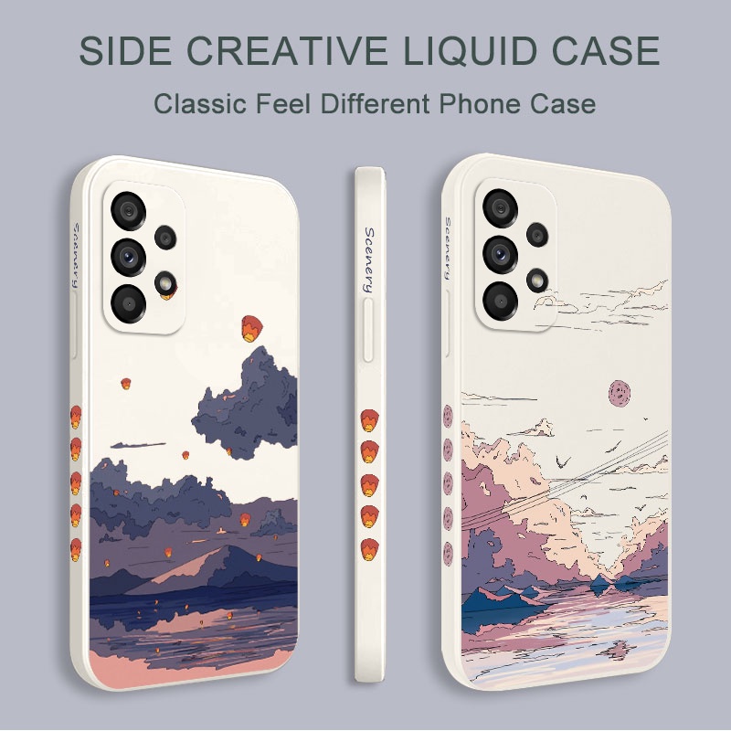 Anime Cenário Capa De Celular Para Samsung Galaxy A73 A53 A33 A23 5G Padrão Lateral De Silicone Líquido