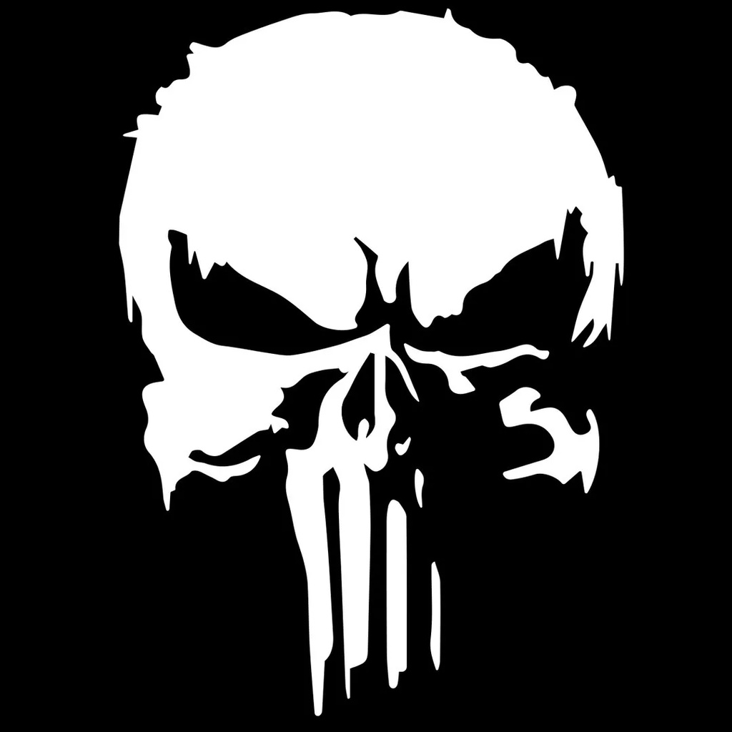 Adesivo Justiceiro Carro E Moto Premium (BRANCO - PRETO) em Oferta na Shopee