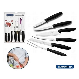 Jogo de Facas Tramontina Plenus com Lâminas em Aço Inox e Cabos de Polipropileno 06 Peças em Oferta na Shopee