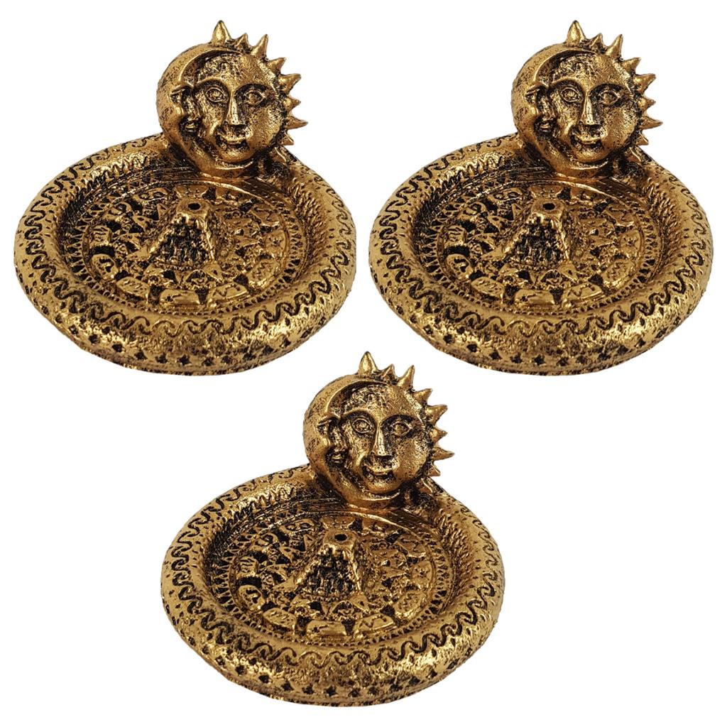 Kit 3 Incensario Sol E Lua Porta Incenso Decoracao De Resina