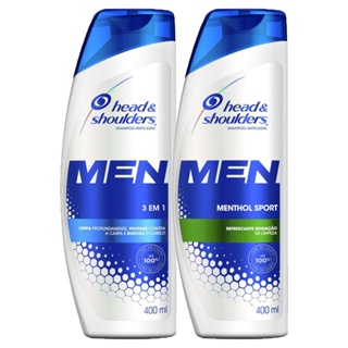 Kit Head & Shoulders - Shampoo Anticaspa Menthol Sport Masculino - 400mL + Anticaspa 3 em 1 Masculino 400ml em Oferta na Shopee