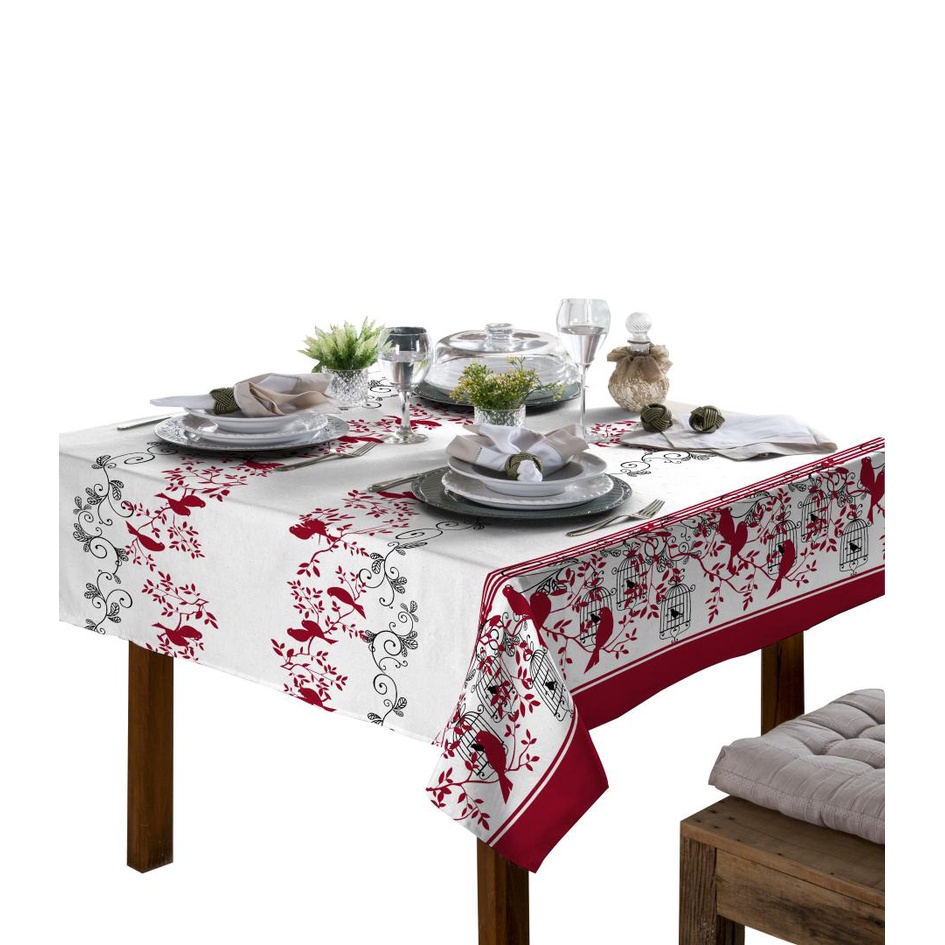 Toalha De Mesa De Linho Estampada 4 lugares 1,45 x 1,45 Promoção