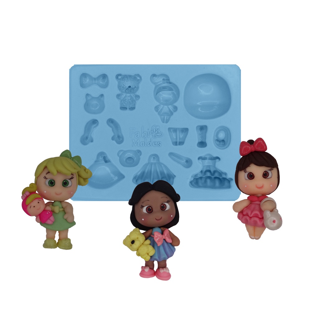 Molde de Silicone Menina Ternurinha Apliques e Laços FM-140