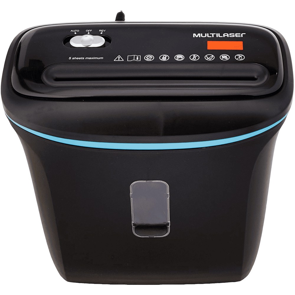 Fragmentadora de papel e cartão até 5 folhas com cesto 127V Preta OF005 Multilaserv