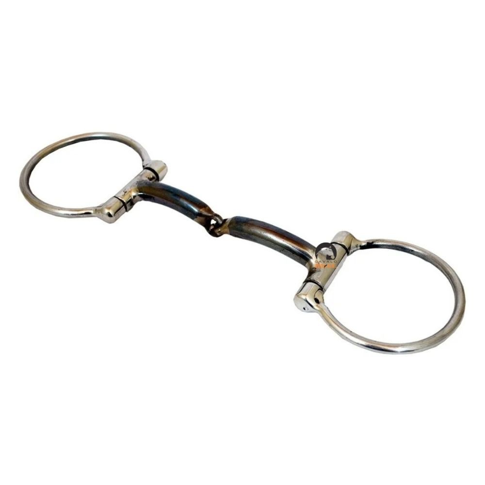 Bridão D Com Bocal De Ferro Inox Para Cavalo