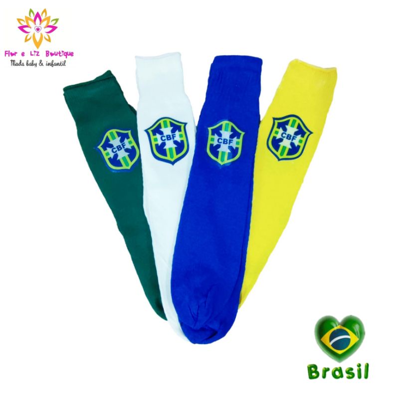 Meião futebol Brasil meia Brasil copa do mundo infantil menino menina ...