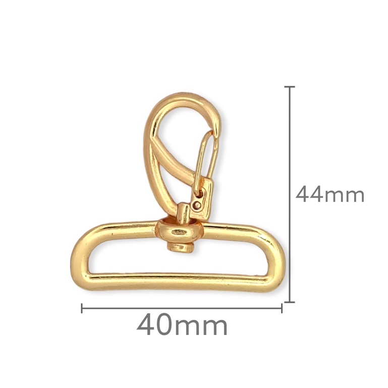 Mosquetão 40mm dourado (02und) 4cm c/ Banho Cataforético - Bolsas Mochilas Necessarie Artigos Costura Confecções