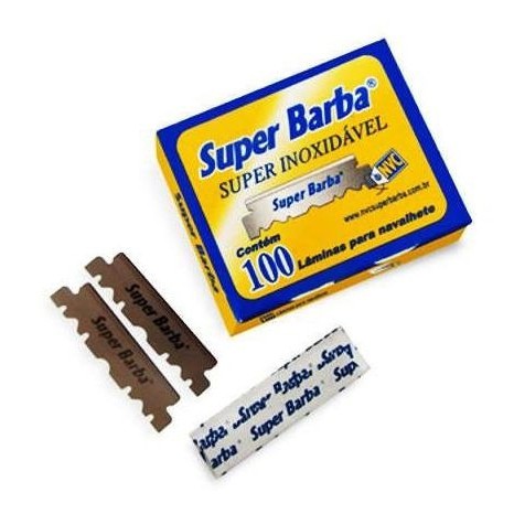 Meia Lâmina Inox Barbear 1/2 Super Barba 01 Caixas 100 Peças