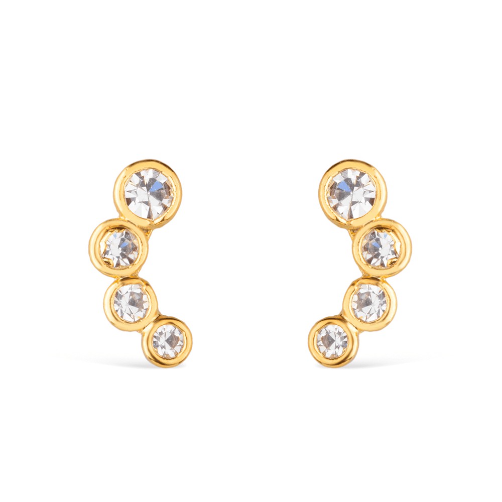 Brinco Earcuff Pequeno com 4 Pontos de Luz Banhado a Ouro 18K - Semi Joia de Luxo (BR 04)