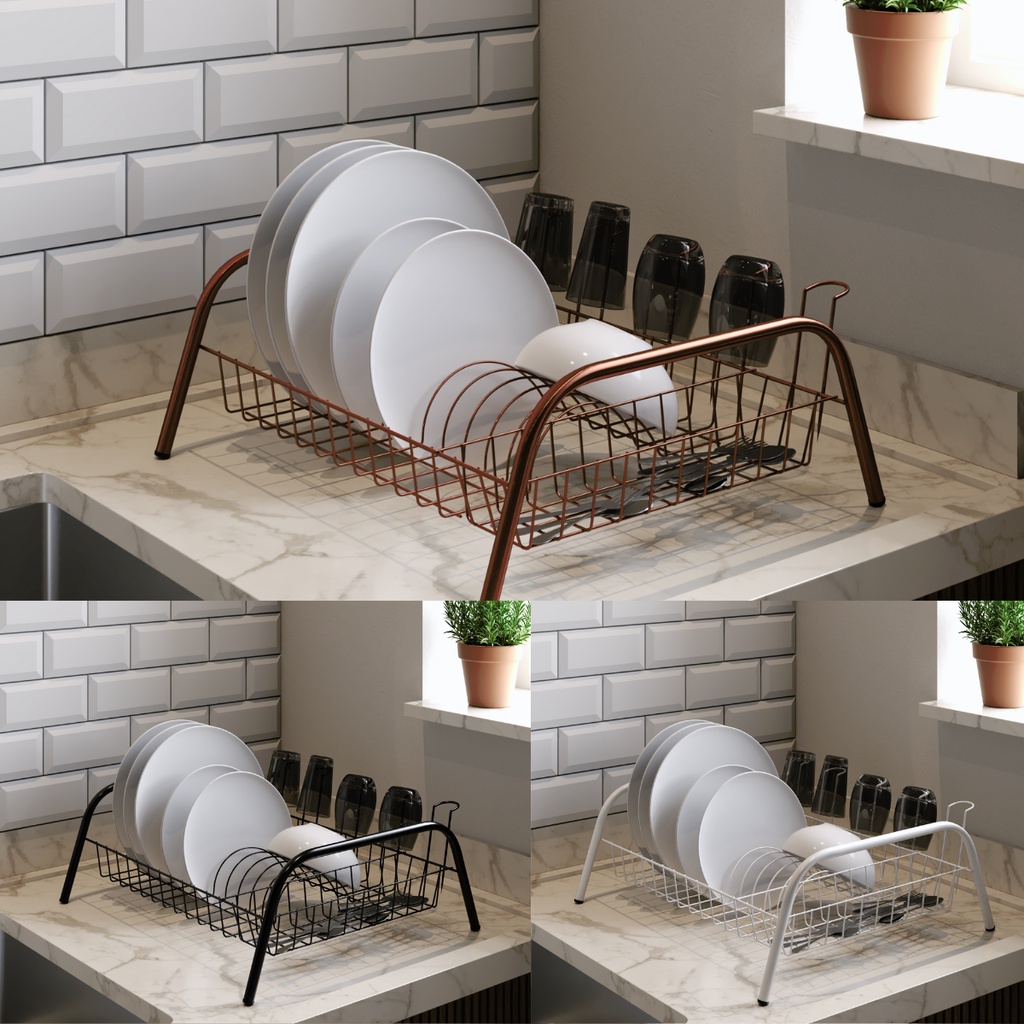 Escorredor De Louça Cama - Escorredor para sua Cozinha Nas cores Cobre, Branco e Preto - Promoção