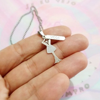 Colar Moda aço inox cirúrgico gargantilha corrente feminina pingente formatura profissional profissão prata modelista em Oferta na Shopee