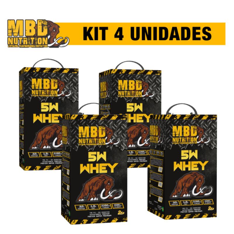 kit 4 unidades Whey Protein 5W MBD NUTRITION 2KG - (PROMOÇÃO)