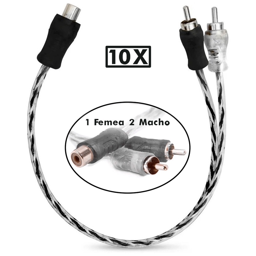 Kit 10 Cabos Y Rca Injetado Techone 1 Fêmea 2 Macho P Módulo em Oferta na Shopee
