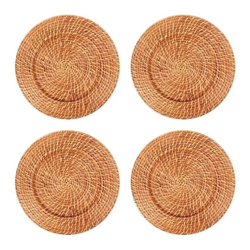 Kit 4 Sousplat Redondo Mundiart Rattan Bambu Cores Variadas em Oferta na Shopee