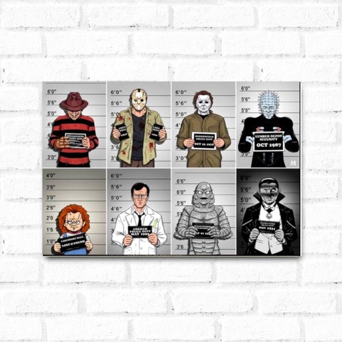 Placa Decorativa Personagens Filmes De Terror Presos
