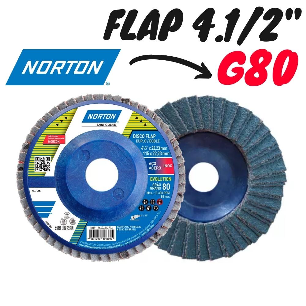 Disco Flap Evolution 4.1/2" Grão 80 G80 - Norton