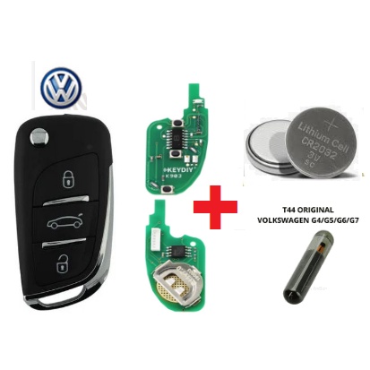 Chave Canivete VW + Placa Positron + Lamina Virgem Gol G3 G4 G5 + CHIP T44