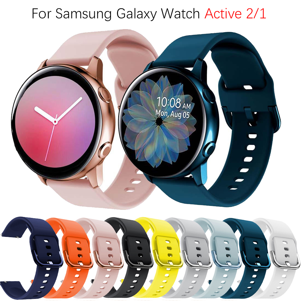 Pulseira De silicone De 20mm Para Relógio Samsung Galaxy Active 2/1 40mm 44mm Smartwatch