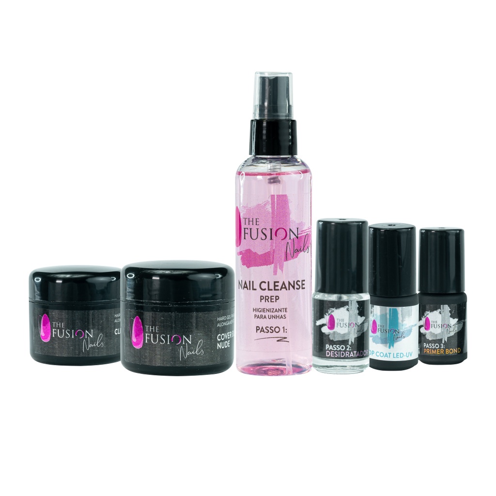 Kit Gel Iniciante Gel Clear + Gel Cover Builder Nude + Nail Cleanse