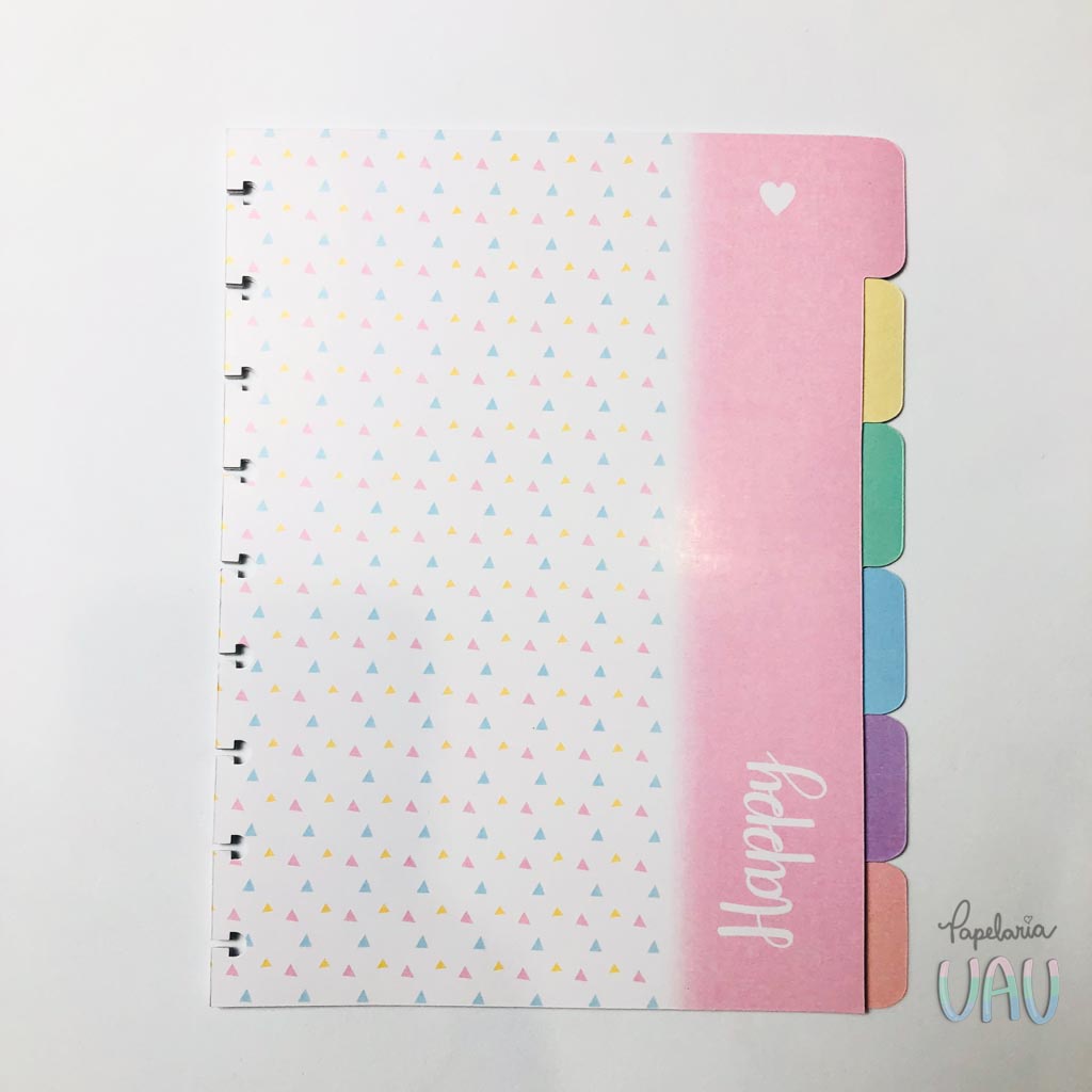 6 Divisórias coloridas Happy para caderno de discos em Oferta na Shopee