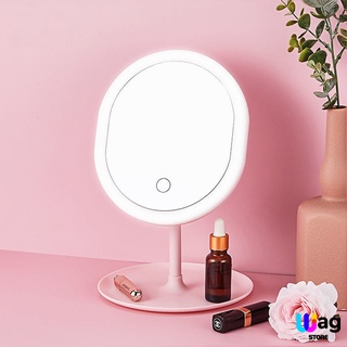 Espelho Inteligente De Claro Led Portátil Oval Com Espelho Dobrável Ajustável De Maquiagem