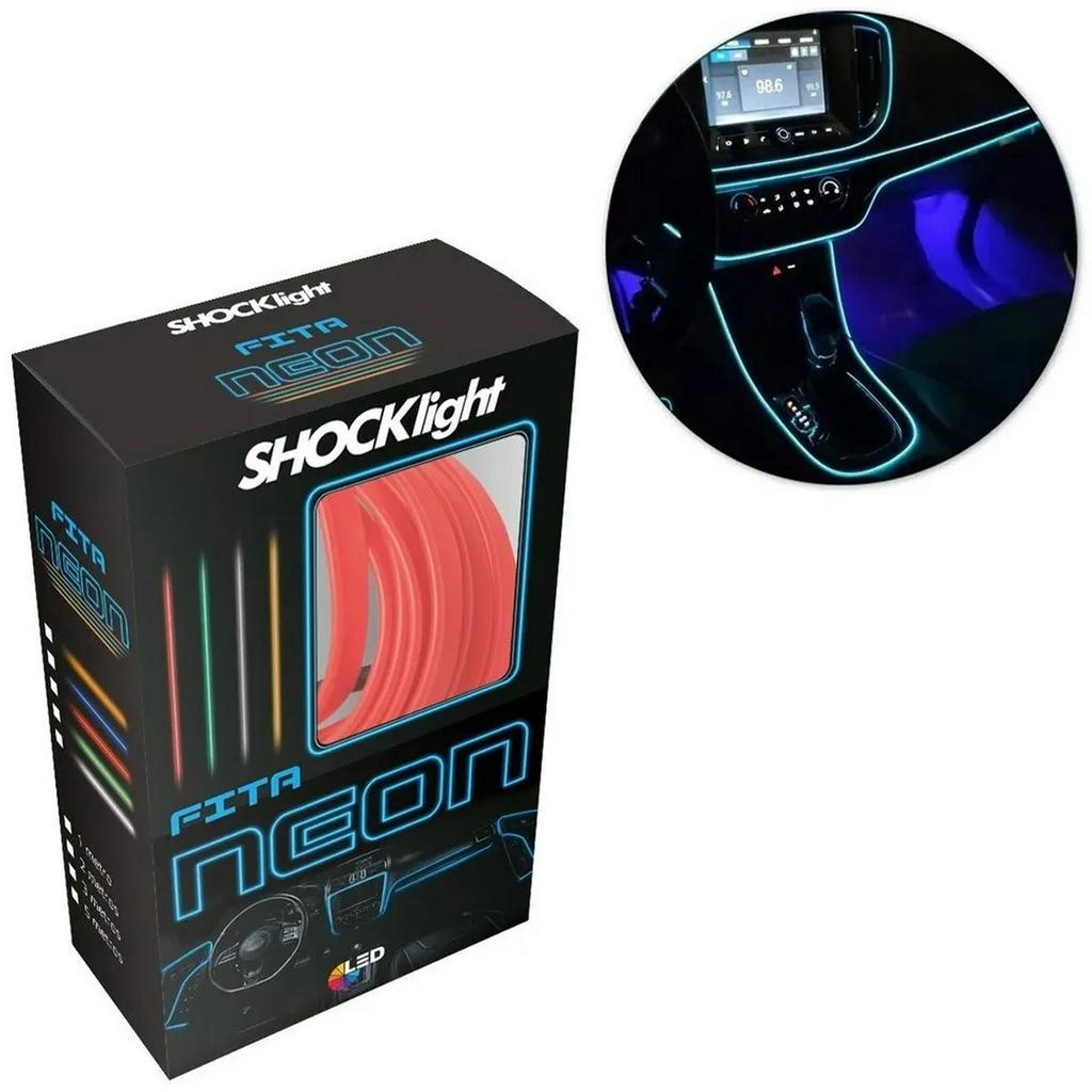 Fita Led Luz Interna Acessório Automotivo Neon Painel 1m Metro Tunning Vermelho