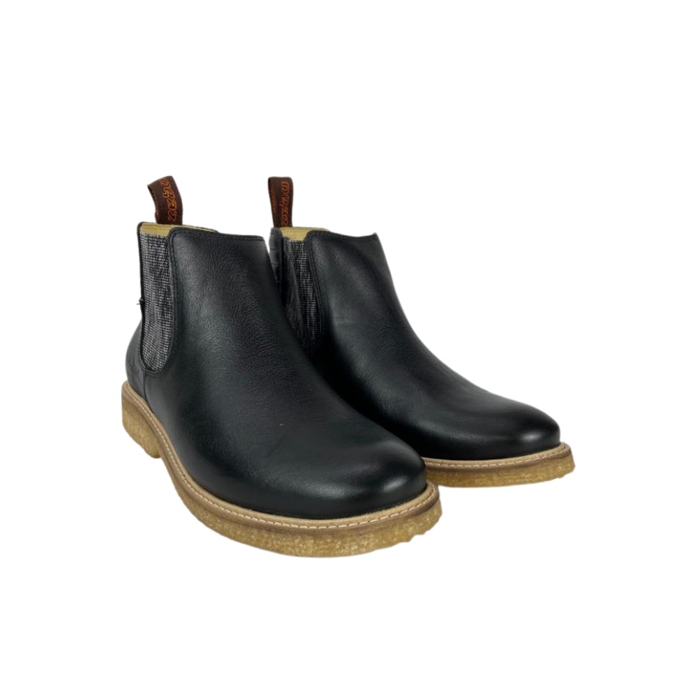 Botina Original Masculina Zebu Country 100% Couro Liso Preto Solado Crepe - REF: 76010 BF 01