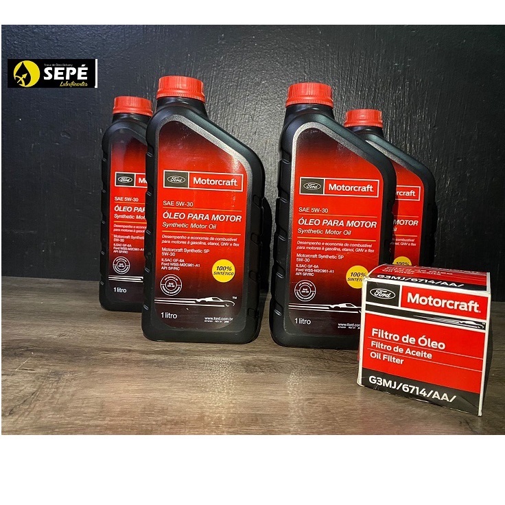 Kit Troca de Óleo 4x Motorcraft 5w30 Sintético + Filtro Ford Ka Fiesta Ecosport Focus Courier
