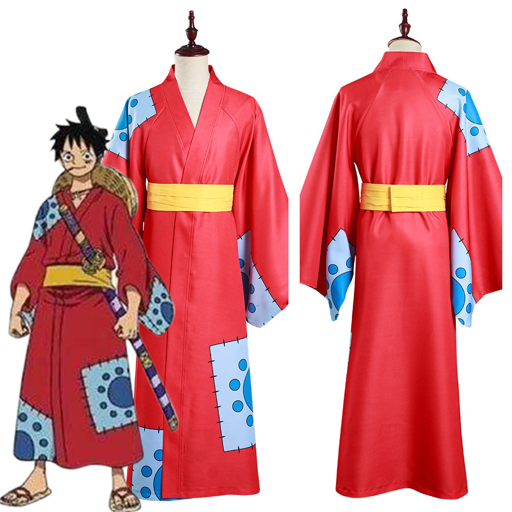 Em Estoque One Piece Wano País Macaco D.Terno De Caraval Luffy Cosplay Kimono Roupas Dia Das Bruxas