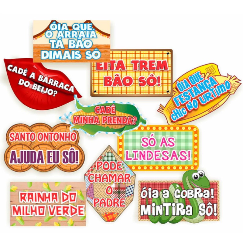10 PLACA DIVERTIDA FESTA JUNINA FOTO FRASES COM CABO | Shopee Brasil