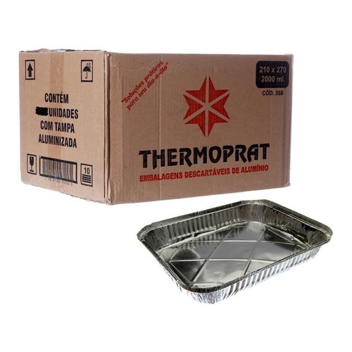 Marmitex De Alumínio Com Tampa - 2000ml Caixa Com 50un Ther