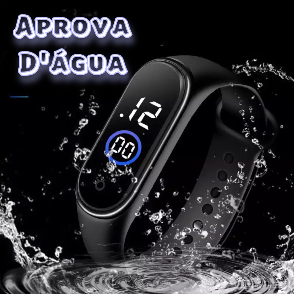 Relógio Digital smartwatch Aprova De Agua Pulseira Silicone Led