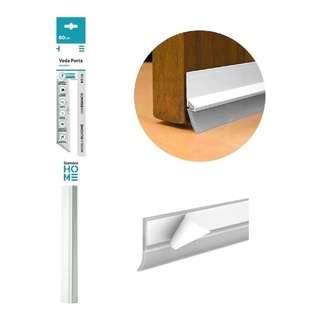 Veda Porta Friso Protetor Com Adesivo 3m 80cm Rodo Silicone Branco Stamaco