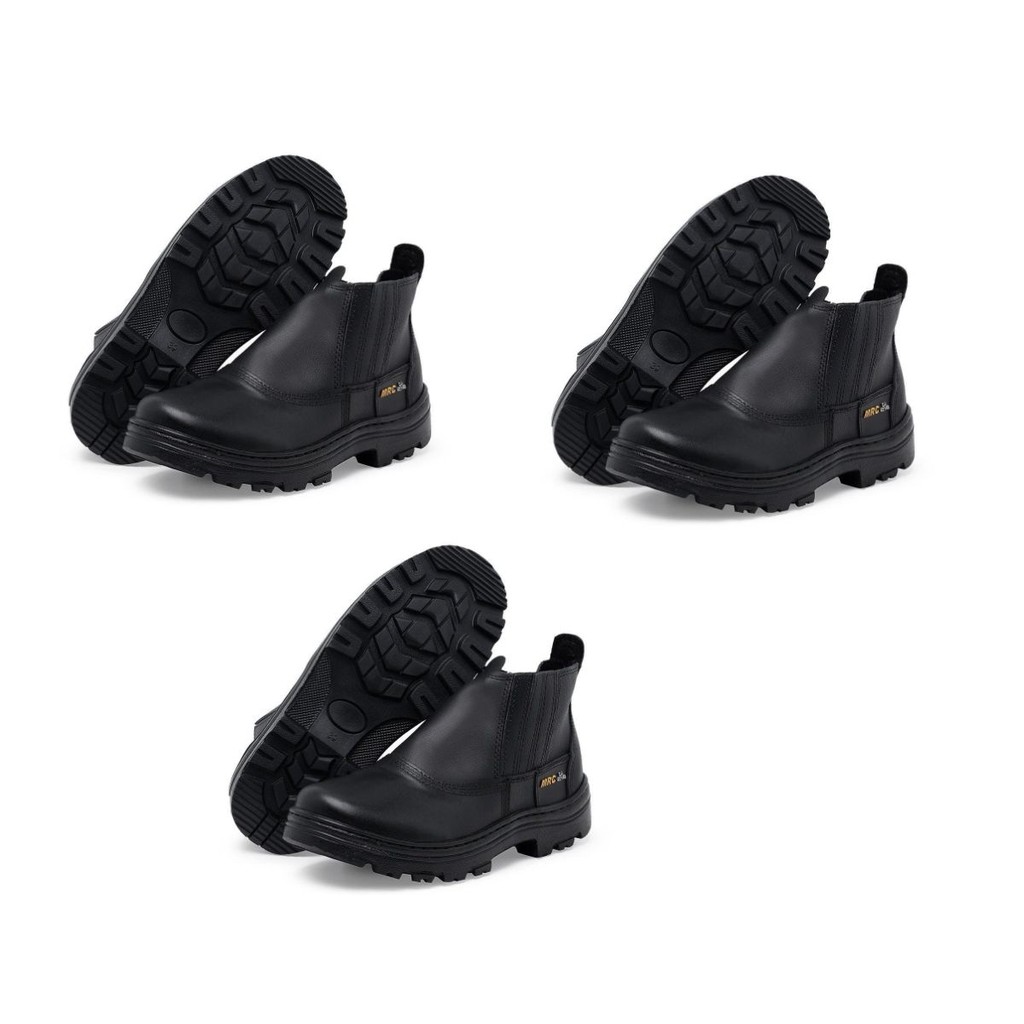 Kit 3 botinas de segurança EPI em couro legitimo com biqueira com CA elastico em Oferta na Shopee