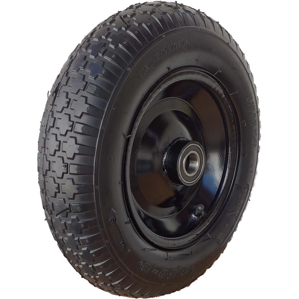 Roda Pneumatica 350x8 Rol. Esfera 25mm p/ Carrinho de Pedreiro, Girica, Carrinho de Mão, Etc. - CP350X8PE