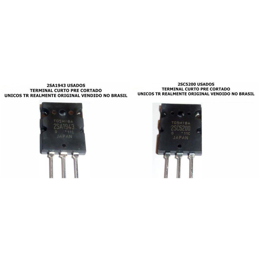 1X Par transistores genuínos 2SA1943 2SA 1943  TTA1943  2SA1302  2SC5200  2SC 5200 C5200  TTC5200  2SC3281 para amplificador potencia cygnus  gradiente  ciclotron  wattsom