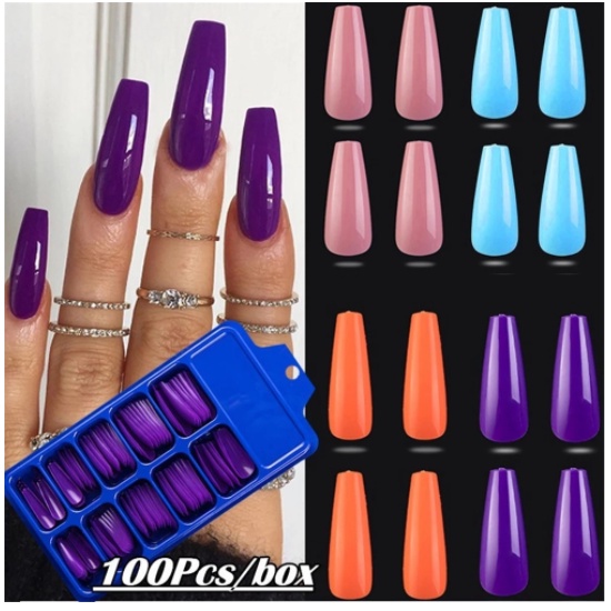 31 Cores 100 Peça Unhas Postiças Natural Bailarina Longa Com cola