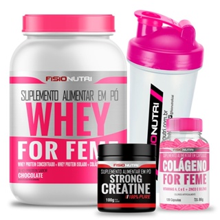 Combo Whey Feminino + Colágeno Em Capsula + Creatina + Coqueteleira em Oferta na Shopee