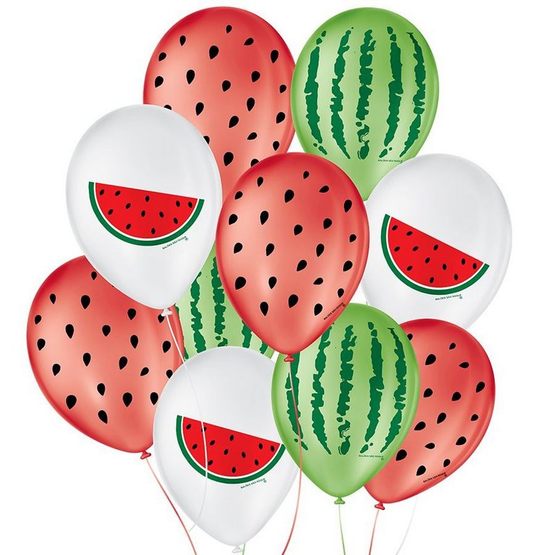 Balão de Festa Decorado Melancia - Sortido 9" 23cm - 25 Unidades - São Roque - Rizzo Balões em Oferta na Shopee
