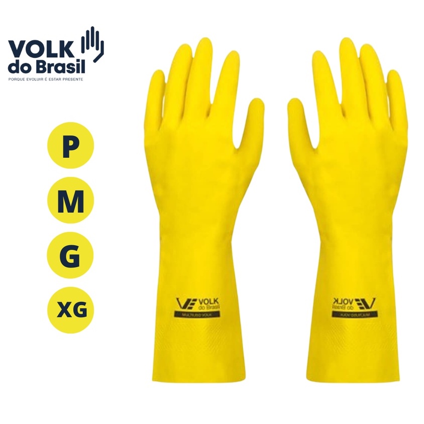 Luva Borracha Limpeza Multiuso Amarela P, M, G, XG | Shopee Brasil