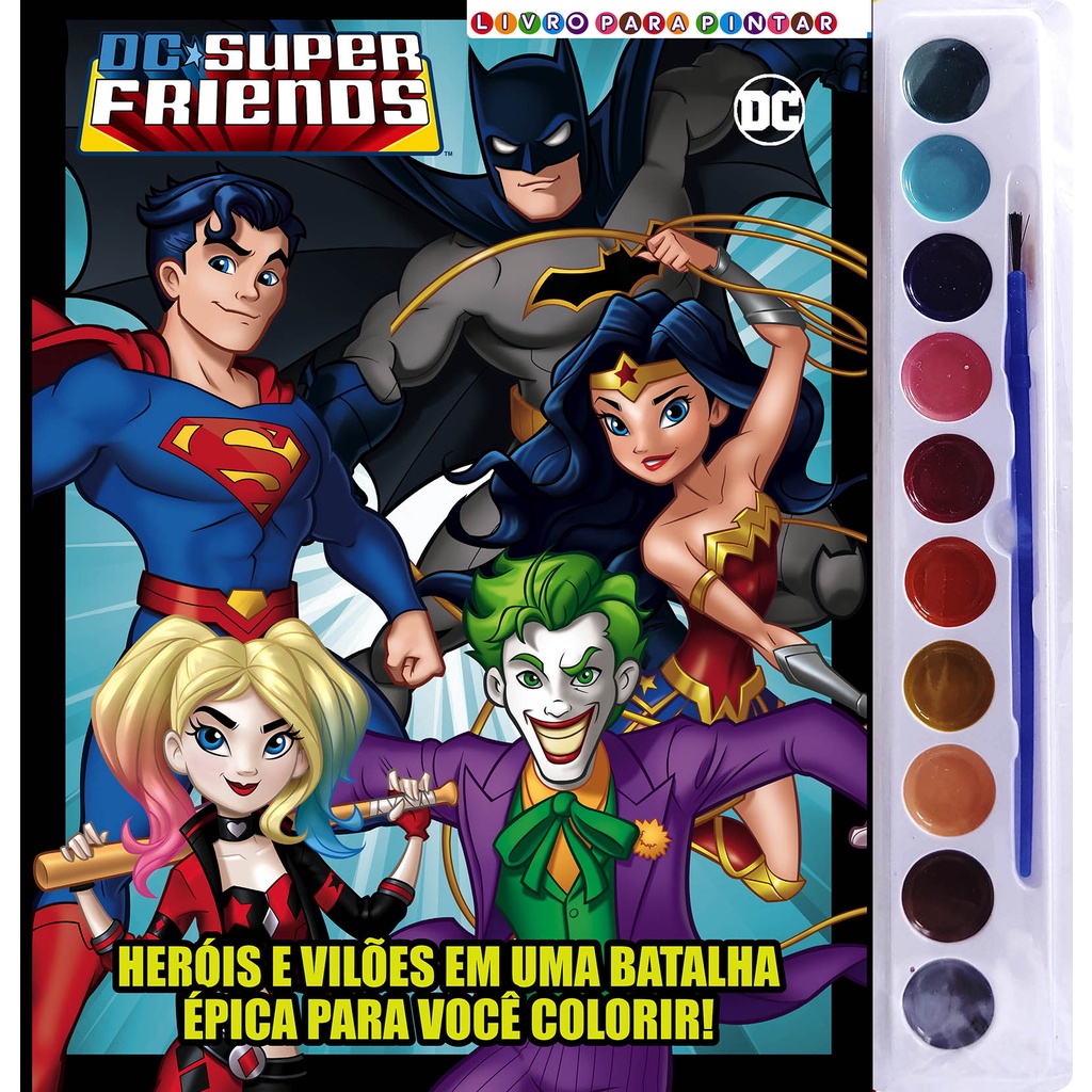 DC Super Friends Livro para Pintar com Aquarela em Oferta na Shopee