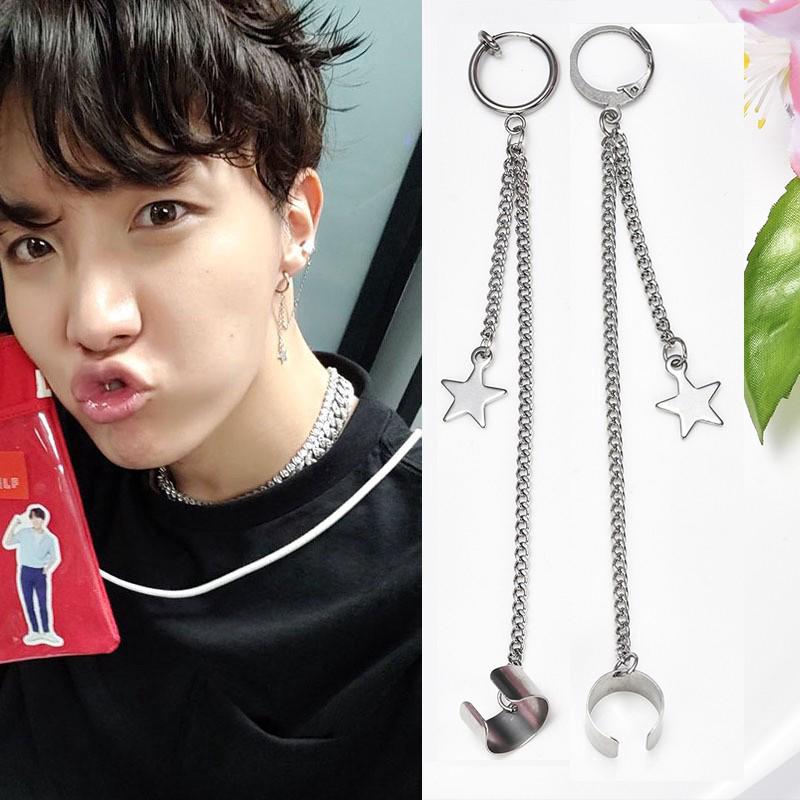 1 PÇS Brinco de Tarraxa de Franja Unissex/Brinco de Gancho com Corrente do BTS/Bangtan Boys