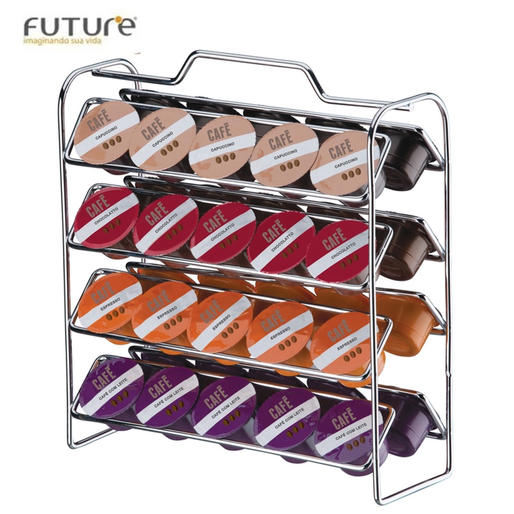 Organizador Suporte Porta 40 Cápsulas Café Três Corações Cromado - 1146 Future